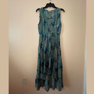 Floral high-low linen dress